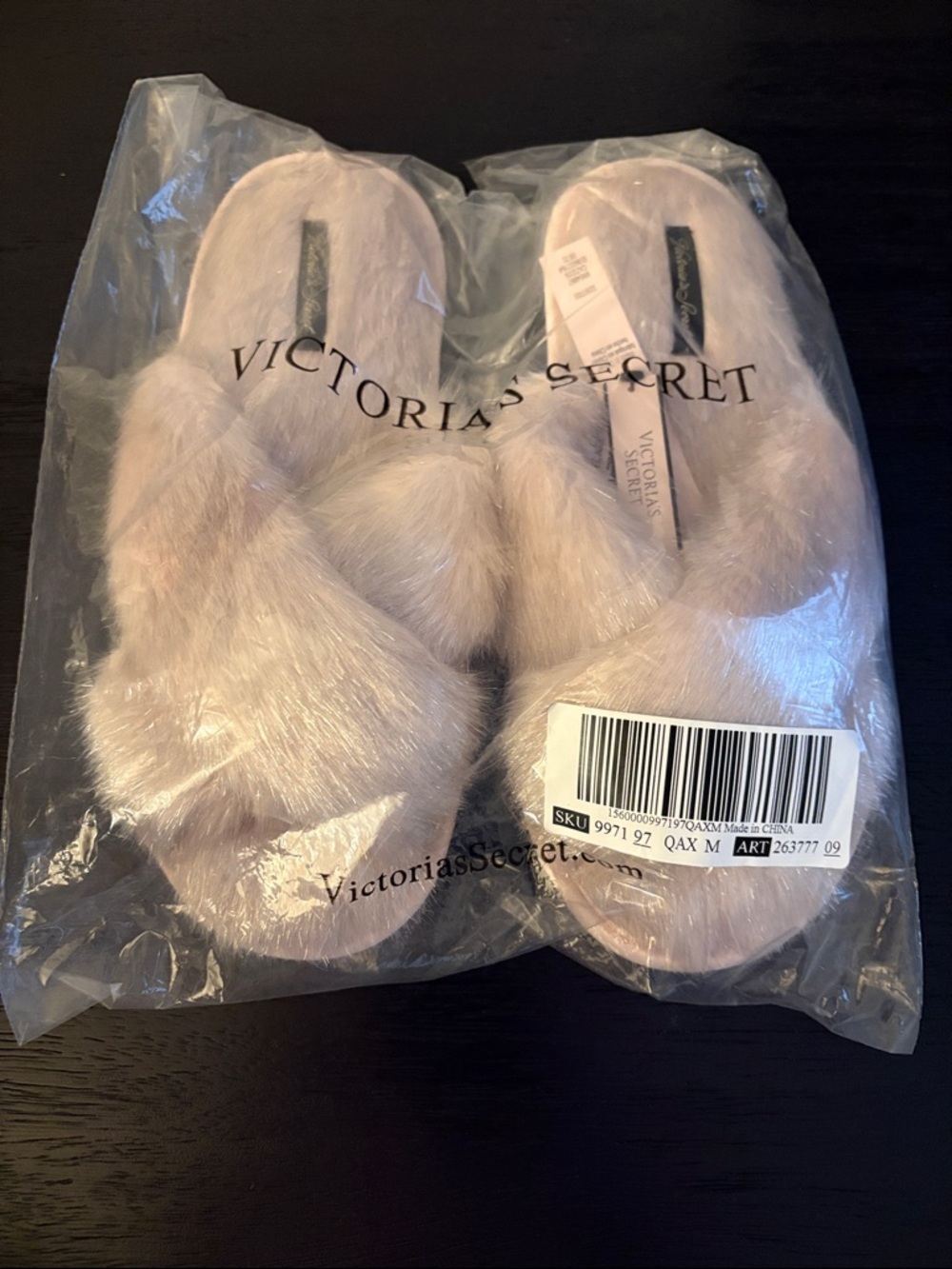 Victoria's Secret Blush Pink Faux Fur Slide Slippers